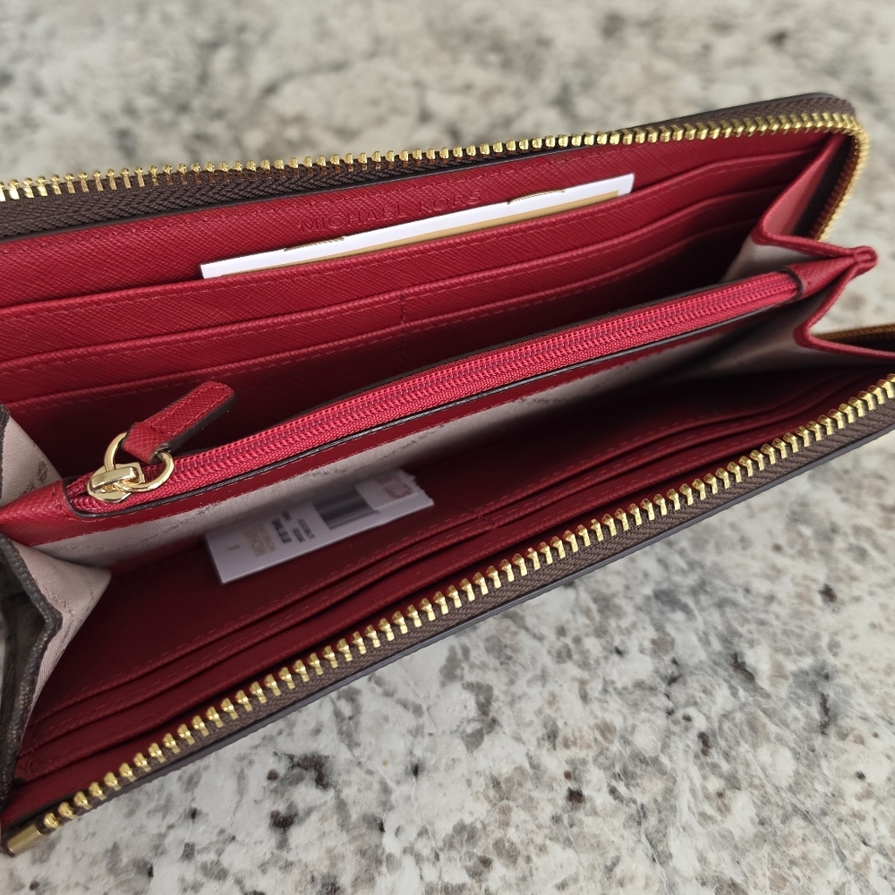 Michael Kors Jet Set Logo Large Brown Wallet - Picture 3 of 6